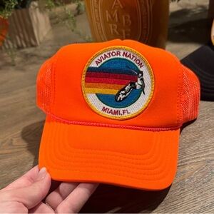 Aviator Nation Miami FL Neon Orange Trucker Hat OS
